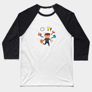 kids drawing of Business man multitasking Baseball T-Shirt